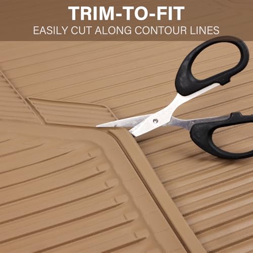CAR PASS Rubber Floor Mats - All Weather, Full Set 4-Piece, Waterproof Automotive Mats Trim to Fit Most Cars, Sedans, SUVs, Vans - Heavy Duty Anti-Slip Easy Clean, All Beige - color: Beige