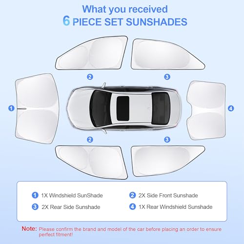 6pcs Car Window Shades for Toyota Camry 2007-2011 Accessories,Windshield Side Rear Full Sunshade,Sun Visor UV Blocking, Privacy Protection and Blackout for Camping Outdoor - size: for Toyota Camry2007-2011
