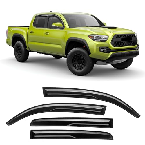 Rain Guards Fit for 2016 2017 2018 2019 2020 2021 2022 2023 Toyota Tacoma Double Cab, Tape-On Side Window Deflector Durable Sun 2016-2023 Tacoma Rain Guard Black 4 PCS - size: Fit for Toyota Tacoma Double Cab 2016-2023