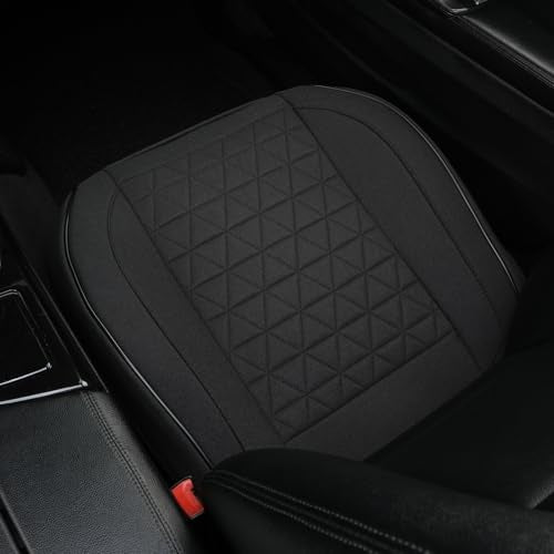 West Llama Linen Front Car Seat Cover Protector Anti-Slip Bottom Seat Cover Fits 95% of Vehicles,Wrapping Around The Bottom,Triangular Pattern(Black-1Pcs) - color: Triangular Pattern-Black, size: 1pc