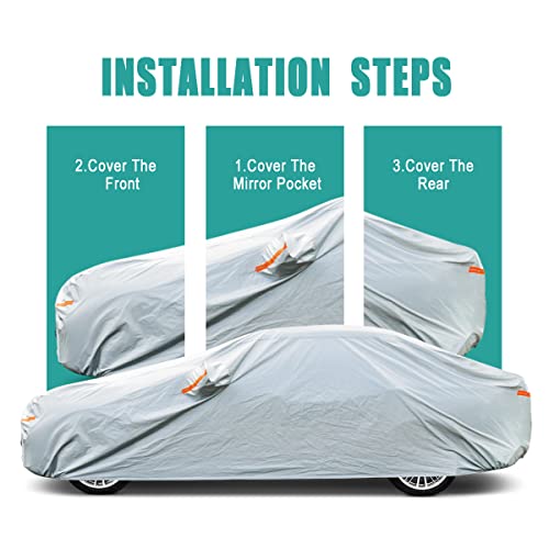 GUNHYI Station Wagon Car Cover Waterproof All Weather, 6 Layers Heavy Duty Full Exterior Cover Universal fit Audi A4 Avant/Allroad, Volvo V60/V70, Toyota Wish etc. Size H2 (See Size Chart) - color: Silver, size: H2-see Vehicle Size Chart