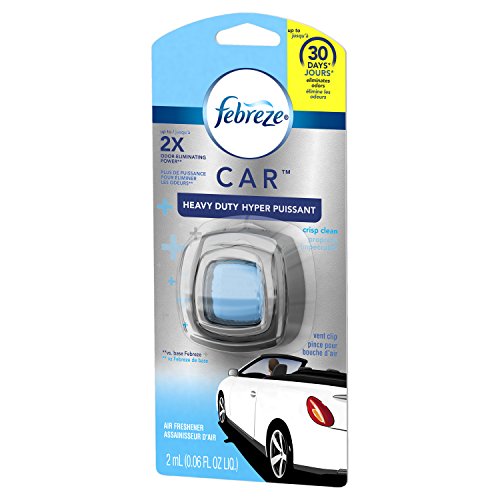 Febreze Air Freshener, Car Vent Clip Air Freshener, Heavy Duty Air Freshener, Crisp Clean Air Freshener - size: 1 count (Pack of 1)