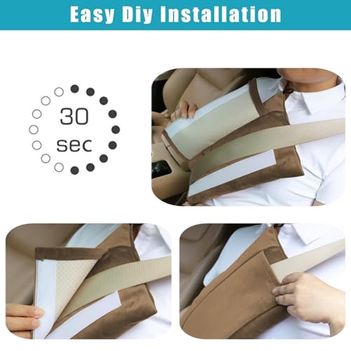 Super Soft Seatbelt Pillow, Seat Belt Pillow for Mastectomy Post-Surgery, Seat Belt Cushion for Heart Surgery Recovery, Hysterectomy Abdominal Incision Recovery Seatbelt (Brown, Large) - color: Brown