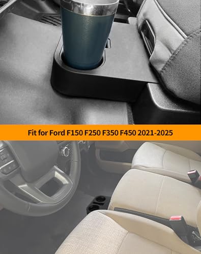 Front Console Cup Holder Compatible with Ford F150/F250/F350/F450 2021-2025, Center Cup Holder Under Front Seat Bottom, Black