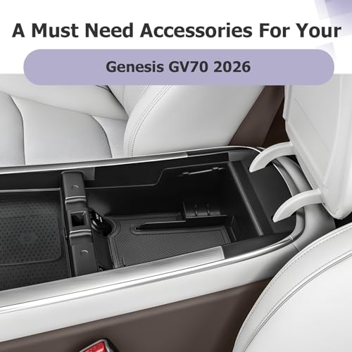 LUWU 2026 Genesis GV70 Center Console Organizer Compatible with Genesis GV70 2026 Accessories Armrest Console Storage Box Insert Tray Secondary Insert Tray ABS Material Coin Container Black - color: 2026 Genesis GV70