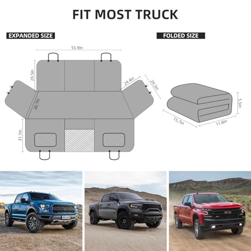 ABE Truck Floor Cover for Dogs,Dog Car Seat Cover for Back Seat,Seat Covers for Trucks,Dog Hammock for Truck,Back Seat Pet Cover for Dogs,Seat Cover for Truck F150/RAM1500/Silverado