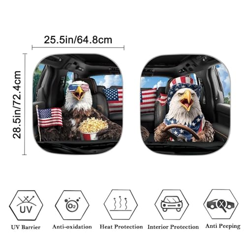 2 PCS Car Windshield Sun Shade,Eagle Car Front Window Sunshade Visor Shield Cover for Most SUV Truck - color: Eagle