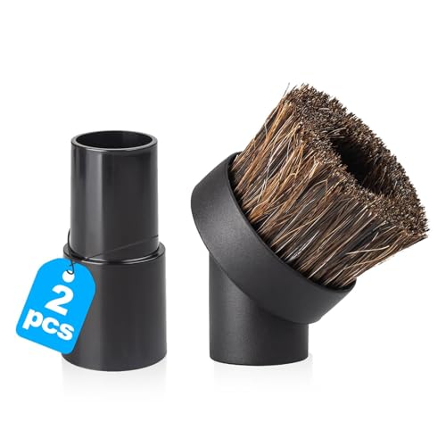 Round Horse Hair Brush Vacuum Attachment for Shark Vacuum Brush Attachment with 1-1/4” to 1-3/8” Adapter, For Shark Vacuum Attachments, for Dusting Car Seats & Upholstery, 2 Pack - style: Round Dust Brush-2PCS