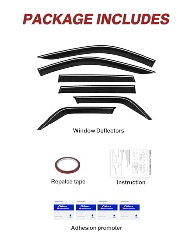 6pcs Outside-Mount Window Rain Guards Fit for 2011-2021 Jeep Grand Cherokee, Extra Durable Window Visors Wind Deflector Dark Smoke Vent Shades Car Tape-on 6-pcs with Thicker - size: Fit for 2011-2021 Jeep Grand Cherokee