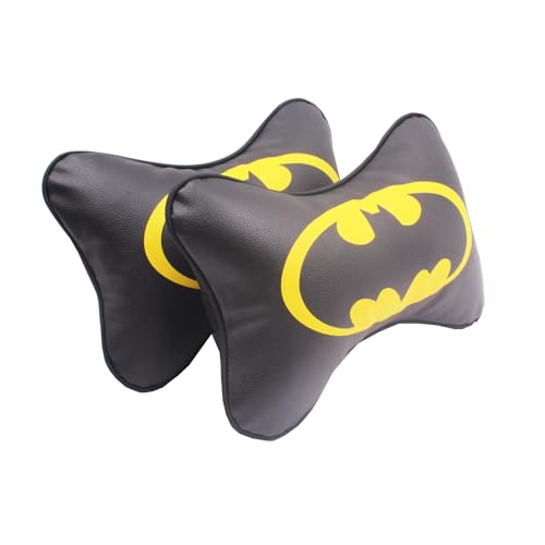 2 Pcs Set Superhero Logo - PU Leather Universal Car Head Neck Pillow for Better Neck Support Driving Comfort Pain Relief Travel headrest Pillows