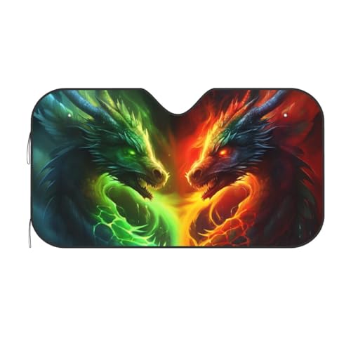 Dragon Car Sun Shade Windshield Sunshade Foldable Front Window Shield Cover for Truck SUV - color: Blue6