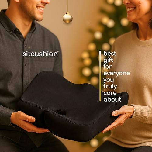 SitCushion Car Seat Cushion for Long Driving – X Large Memory Foam Seat Cushion for Sciatica & Tailbone Pain Relief, Orthopedic Coccyx Cushion with Non-Slip Bottom, Back Pillow for Car, Truck (Black)