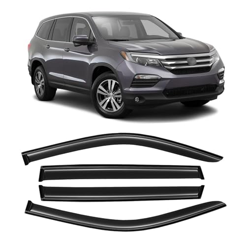Window Rain Guards for 2016-2022 Honda Pilot, Window Visor Guard Vent Wind Shade Deflector Rain Shield Protector Sun Visor Extra Durable,Tape-on/Outside-Mount, 4 PCS - size: 16-22 Pilot
