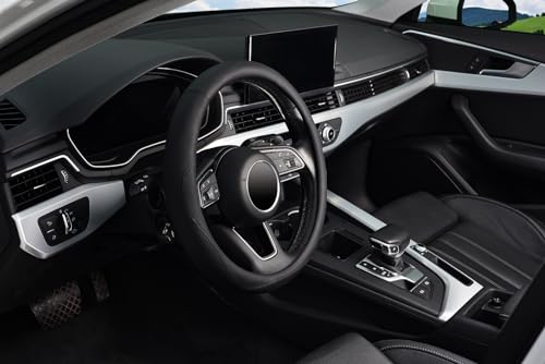 KAFEEK Black Steering Wheel Cover, Universal 15 inch, Microfiber Leather Black, Soft and Odorless, Durable Leather Cover with Anti-Slip Lining - color: black1