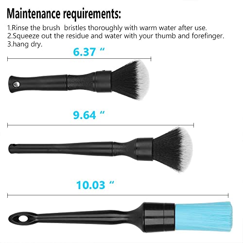 AntBooBoo 3 Pack Ultra-Soft Detailing Brush Set, Comfortable Grip and Scratch-Free Cleaning for Exterior, Interior Panels, Emblems, Badges, Gauge Cluster, Infotainment Screen - size: Ultra-Soft