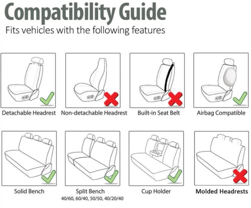 FH Group Car Seat Covers Full Set Neoprene - Universal Fit, Automotive Low Back Front Seat Covers, Airbag Compatible, Split Bench Rear Seat, Washable Seat Cover for SUV, Sedan Black - color: Black, style: Full Set