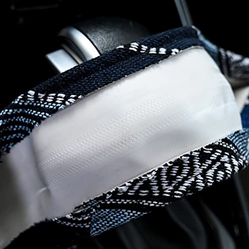 Valleycomfy Cloth Steering Wheel Covers for Women Bohemian Universal 15 inch Baja Blanket Enthic Blue - color: ClothD
