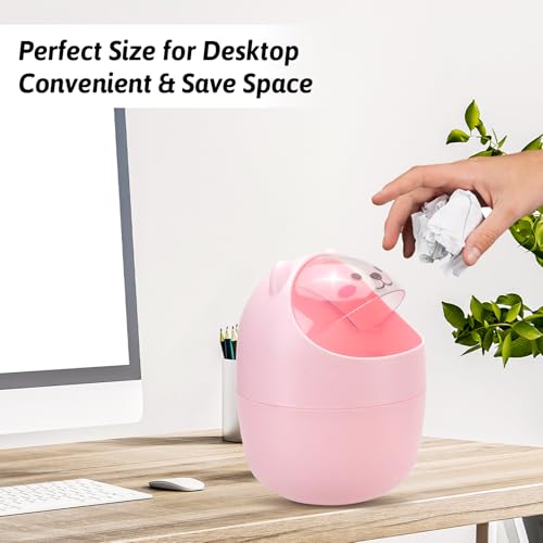 4 Pack Cute Mini Trash Can, Small Desk Trash Can with Lids, Countertop Garbage Cans with 300 Trash Bags, Kawaii Plastic Tiny Waste Bin for Bathrooms Kids Bedroom Kitchen Office Desktop - color: Style 1, 4Pcs