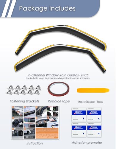 in-Channel Window Rain Guard for Chevy Express Van 1996-2026 GMC Savana 1996-2026 Rain Guards Side Window Visors Vent Visor Window Deflectors Vent Shades Car Accessories-2PCS - size: For 1996-2026 Chevy Express Van/GMC Savana