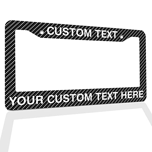 Any Text License Frames - Your Custom Message Plate Frame Custom Personalized Name Monogram Logo License Plate Frame Custom Funny License Plate Holder - Carbon Fiber Pattern - color: Carbon Fiber Pattern, size: One frame