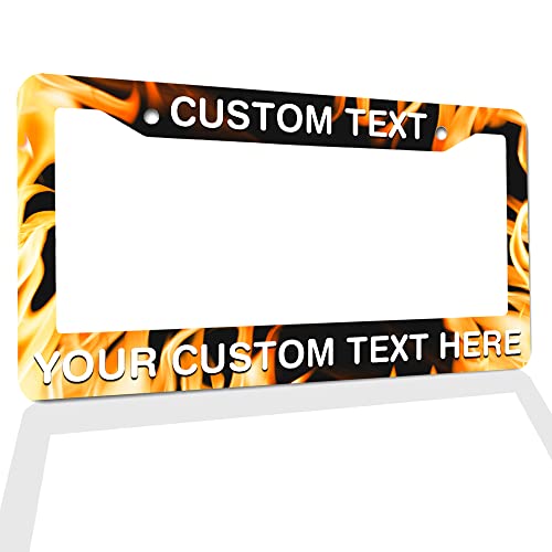Your Custom Text Plate Frame Custom Personalized Text License Plate Frame Custom Funny License Plate Holder Custom Funny License Plate Holder - Burning Fire Flames - color: Fire Flame, size: One frame