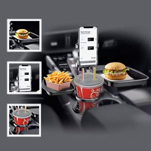 5 in 1 Car Table Tray,Mobile Phone Holder Car Cup Holder Tray ,360° Rotation Cup Holder Tray for Car,Compatible with Vehicles, Car, Road Trip Essentials