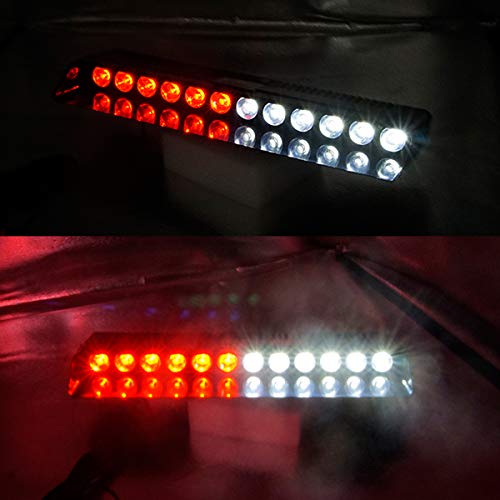 White Red Led Strobe Flash Light Emergency Warning 12-Led Sucker Dashboard Interior Roof Windshield Dash Safe Caution Hazard Light with Suction Cups for Car Vehicle Boat SUV Firemen Fog DC 12V - color: White & Red