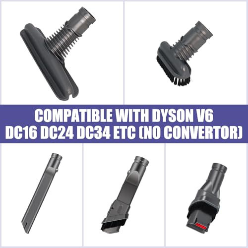 V6 Brush Attachments Kit Compatible with Dyson DC34 DC44 DC59 Accessories DC16 DC24 DC35 DC56 Animal Cord Free Handheld Motorhead Vacuum 5 Pcs Set