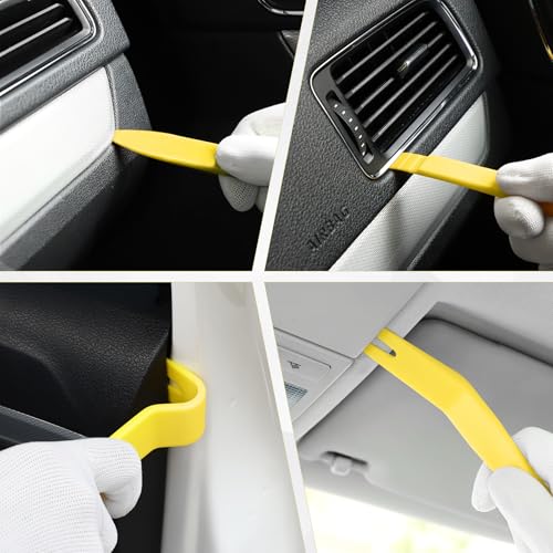 LivTee 5 pcs Auto Trim Removal Tool Kit, No Scratch Plastic Pry Tool Kit - Interior Door Panel Clip Fastener Removal Set for Vehicle Dash Radio Audio Installer (Yellow) - color: Yellow