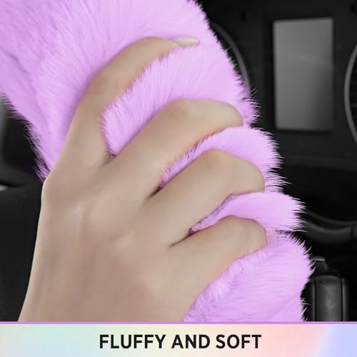 Road Comforts Steering Wheel Cover, Fluffy Car Wheel Covers for Women/Girls/Ladies,Soft Wool Fur Steering Wheel Protector, Universal 14 1/2 inches to 15 inches - Purple - color: Purple