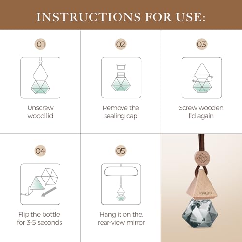 Car Air Freshener Hanging Diffuser with Natural Essential Oil, Ebony Agarwood Scent Car Fresheners, Long Lasting Car Smell Air Fresheners, Car Air Fresheners for Women & Men (Ebony Agarwood)