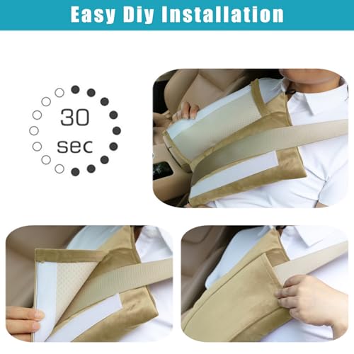 Super Soft Seatbelt Pillow, Seat Belt Pillow for Mastectomy Post-Surgery, Seat Belt Cushion for Heart Surgery Recovery, Hysterectomy Abdominal Incision Recovery Seatbelt (Beige, Large) - color: Beige