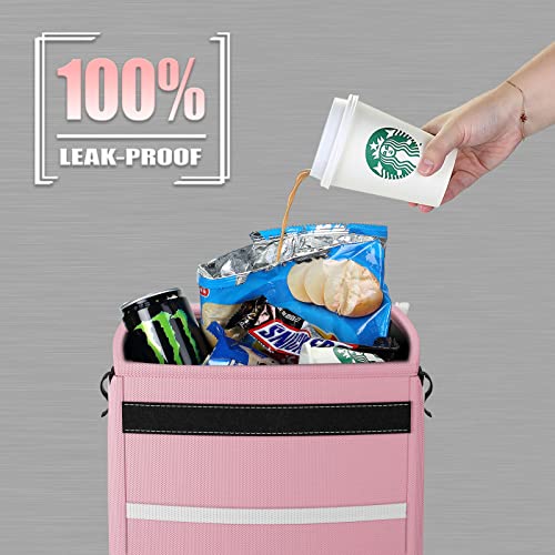K KNODEL Waterproof Car Trash Can with Lid, Leak-Proof Garbage Bag, Hanging Bin for Women (Pink, Medium) - color: Pink, size: Medium