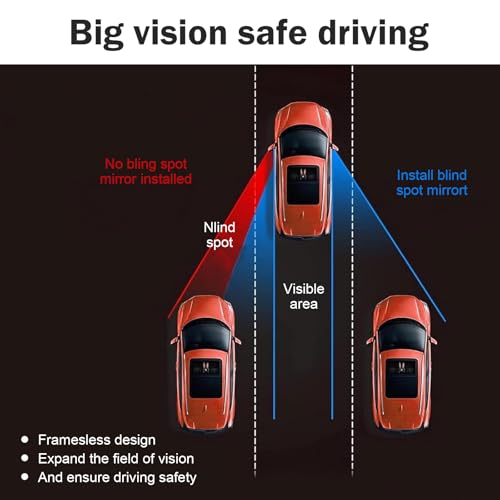 2 PCS Car Blind Spot Mirrors, Fan-shaped Wide Angle HD Convex Glass, 360 Degrees Rotatable Frameless Side Rear View Mirror, Assisted Reversing Accessory for Most Vehicles (White)