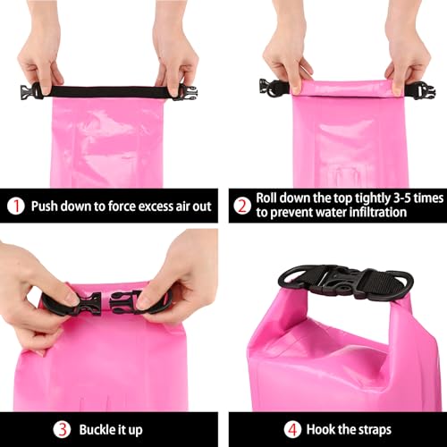 Boat First Aid Kit Waterproof, WELL-STRONG Marine Emergency Kit with Roll Top Dry Bag for Boating Fishing Kayaking – Water-Resistant Contents for Camping & Beach(Pink) - color: Ws011-pink