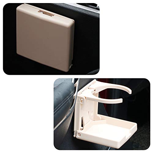 TIHOOD 2PCS Adjustable Folding Drink Holder with Screws/Adjustable Cup Holder for Marine/Boat/Caravan/Car (Beige) - color: Beige