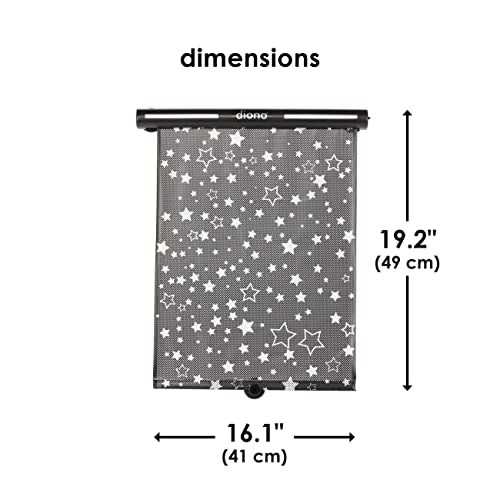 Diono Starry Night Car Window Shade for Baby, Retractable Car Sun Shade for Blocking Sun Glare, UV Rays with Glow in The Darks Stars, Black