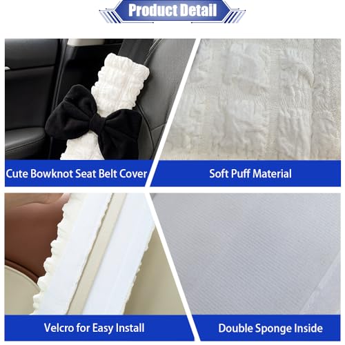JDDRY 2PC Car Seat Belt Covers Pads,Seat Strap Pads,Auto Seat Belt Pad,Fit for Most Vehicles,Car Interior Accessories(Bowknot-Black) - color: Bowknot-Black