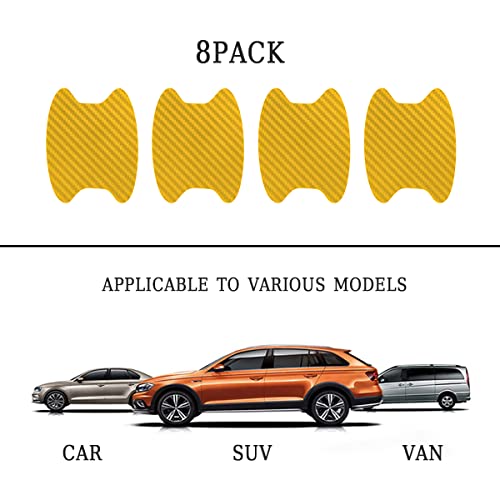 Blilo 8PCS Car Door Handle Sticker, Carbon Fiber, Gold/8PCS, Universal Fit, Door, Metal Finish - color: Gold/8PCS