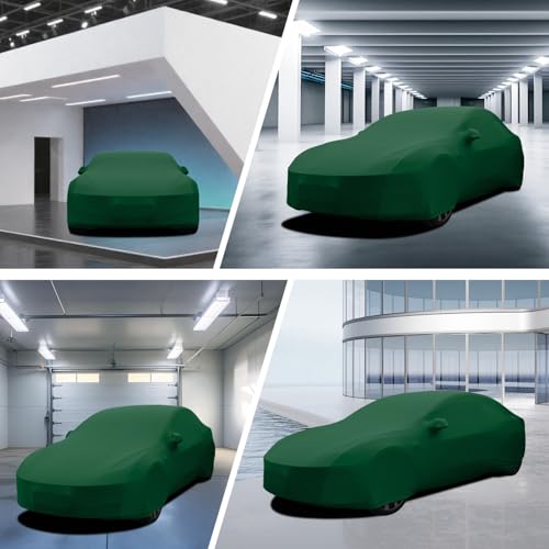 WinPower Indoor Car Cover, Fit Sedan 181-192 Inch Soft Stretch Breathable Dustproof Scratch Protection Elastic Full Cover for Underground Garage Auto Show, Green - size: L-CAR(181-192 Inch)
