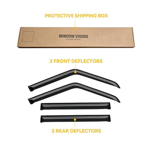 Window Visor for Jeep Cherokee 1984-2001 (Excludes Limited Model), Out-Channel Rain Guards Shields Vent Deflector Shade Wind Dark Smoke, Tape-On Outside-Mount, 4PCS - style: For 1984-2001 | Jeep Cherokee | Out-Channel