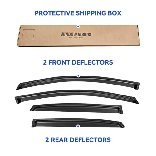 YQAUTEC Window Visors Rain Guards Shield for 2013-2019 Nissan Sentra, Window Wind Deflectors Vent Shades for 13-19 Sentra - size: Y284NS