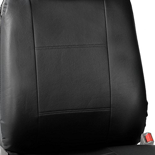 FH Group Front Set Faux Leather Car Seat Covers Low Back Seat with Removable Headrest, Universal Fit, Airbag Compatible Car Seat Cover for SUV, Van, Black - color: Black