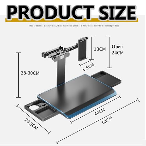 Multi-Functional Aluminum Alloy Car Seat Tray Table, with Tablet and Mobile Phone Holder, Portable Foldable Back Seat Laptop Desk, for Eating, Traveling,Working, Writing
