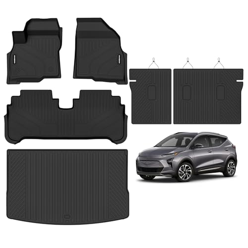 Naibeve Floor Mats for 2022-2024 Chevrolet Bolt EUV (Not for EV)- All Weather for Chevy Bolt EUV Floor Mats & Cargo Liner & Seats Back Cover Accessories - size: 3)Bolt EUV Set|2022-2024