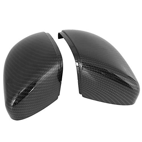 X AUTOHAUX Pair New Rear View Mirror Outside Housing Wing Mirror Covering Cap Carbon Fiber Pattern for Volkswagen Golf 6 2009-2012 - color: carbon fiber black