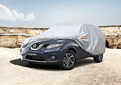 Kayme SUV Car Covers for Automobiles Waterproof All Weather Sun Uv Rain Protection with Zipper Mirror Pocket Fit Nissan Rogue, Volvo Xc60, Toyota Venza/Rav4, Porsche macan Etc (182 to 190 Inch) YL - size: C12 For SUV JEEP-Length ( 182-190 inch )