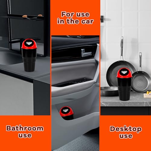 Cup Holder Trash Can for Car, Leakproof Vehicle Back Seat Garbage Can Mini Portable Trash Bin with Lid, Universal Smellproof Cup Holder Garbage Bin for Cars Trucks SUVs (Red) - color: Red