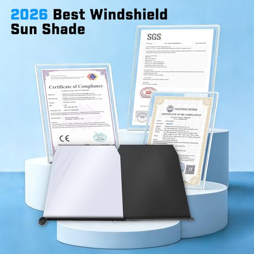 KUST Upgraded 2 Pack Retractable Automotive Sunshade Car Window Sunshades (Not fit for Truck), Adjustable Auto Thickened Sunshade, Car Accessories for All Season, Black and Silver, Blocks UV Rays - size: Universal Automatic Sunshades