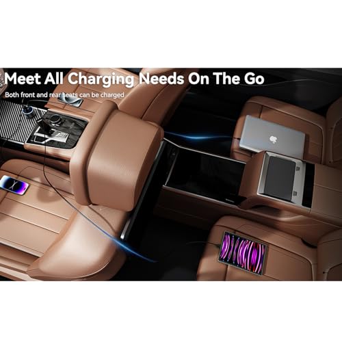 4-Port USB C Car Charger Fast Charging, Car Phone Charger Adapter with 30W PD & QC3.0 Dual USB C & USB A Port Real-Time LED Voltmeter 12V/24V Cigarette Lighter Adapter for iPhone Galaxy & Android - color: Grey
